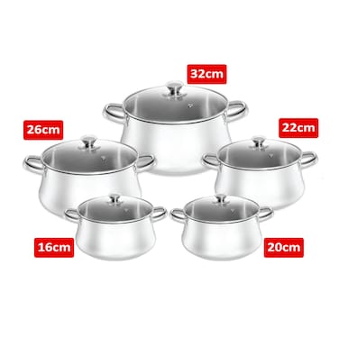 طقم حلل استانلس استيل كلاسيك زهران - 10 قطع