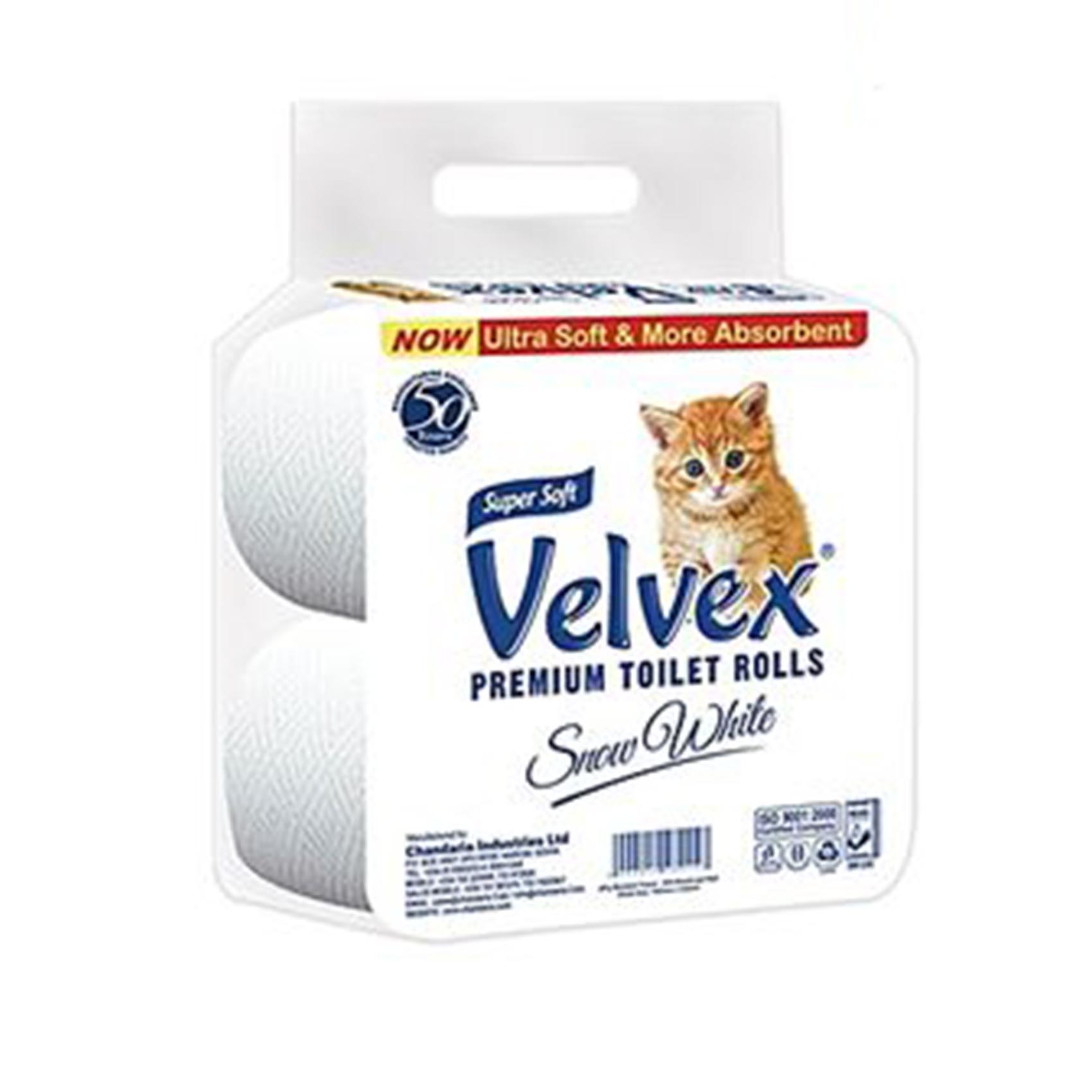 Velvex White Toilet Rolls x 4