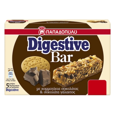 Papadopoulos Digestive Bar Chocolate 28g x Pack of 5