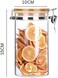 1CHASE Borosilicate Glass Storage Jar With Clip And Airtight Bamboo Lid 1000ml, Storage Jar To Store Tea, Coffee Beans, Candy, Spices, Biscuits - Set Of 2