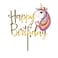 Party Time Unicorn Design Acrylic Golden Color Happy Birthday Cake Topper for Unicorn Party Theme Birthday Decoration/Happy Birthday Cake Decoration - Cake Topper