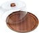 Evelin Cake Stand with Dome Cover 1 Set Wooden Multi- Functional Serving Platter and Cake Plate Home Kitchen Wood Food Tray with Glass Cover