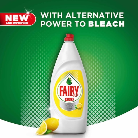 Fairy Plus Lemon Dishwashing Liquid Soap with alternative power to bleach 800 ml