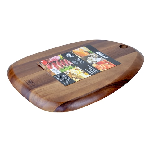 BILLI Pebble Shaped Acacia Cutting Board, Serving Board, 33x24 cm (Natural Acacia) Made in Thailand