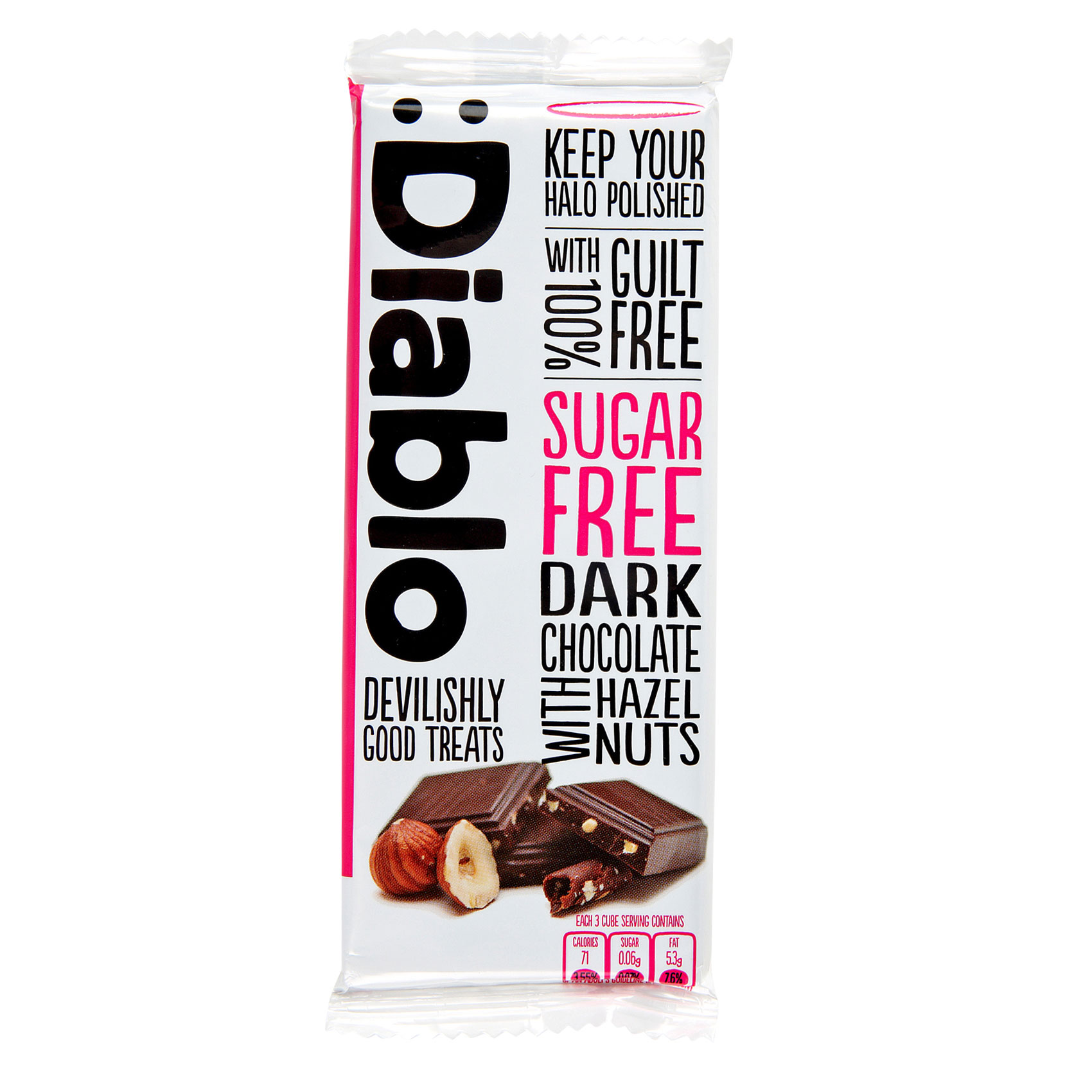 Diablo Sugar Free Dark Chocolate With Hazelnut 85g