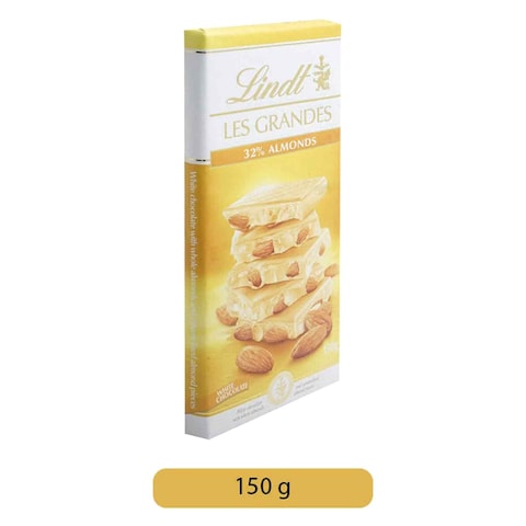 Lindt Les Grandes 32 Whole Almond White Chocolate Bar 150G