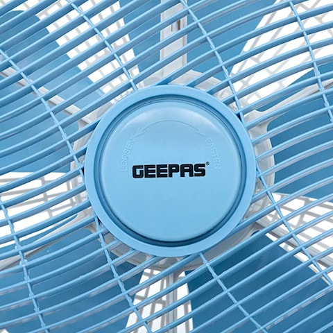 Geepas 12&rsquo;&rsquo; Box Fan &ndash; Personal Desk Fan With 43W Powerful Copper Motor &ndash; Table Fan For Office, Home (3 Speed) &ndash; High-Quality Fan Guard With 60 Minutes Timer &ndash; Blue &ndash; 2 Year Warranty