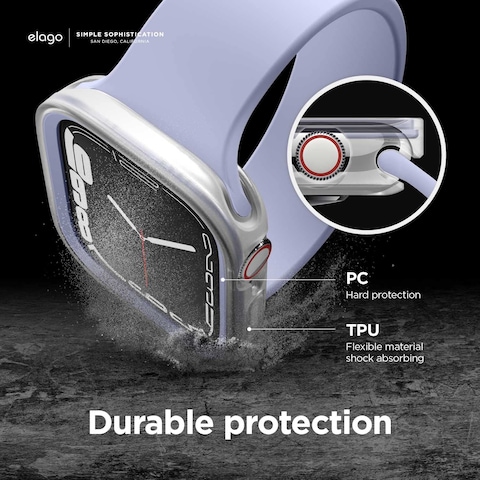 Elago Duo for Apple Watch Series 8/7 (45mm), Series 6/SE/5/4 (44mm) cover case - Clear Purple