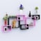 Wooden Twist Intersecting Wall Shelves Pink &amp; Black Set of 6