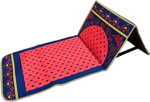 Fabienne Chair Prayer Mat Printed with Back Support 55x110 cm Medical Prayer Rug Meditation Mat Luxury Ramadan and Eid Gift Mat Portable Strong Chair Sajadah Red Pink/Blue