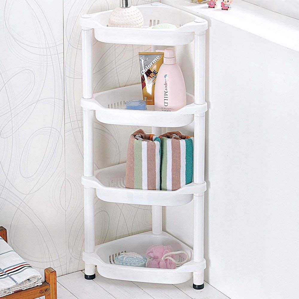 Shower Caddy Corner Rust Proof Shelf Kitchen Bathroom Storage Unit 4 Tier 70 x 19 x 26 cm White