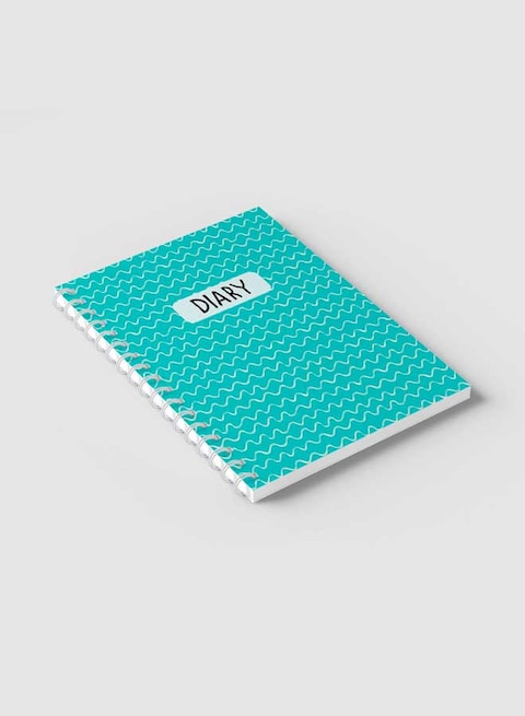 Lowha Spiral Notebook With 60 Sheets And Hard Paper Covers With Waves Design, For Jotting Notes And Reminders, For Work, University, School