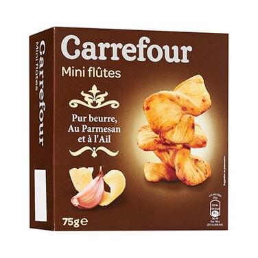 Carrefour Cracker Mini Flutes Garlic 75GR