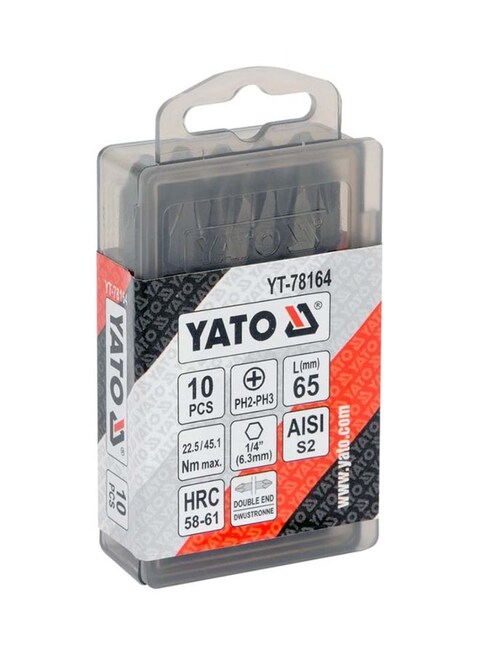 10-Piece Double End Screwdriver Bits1/4-Inchx65mm PH2-PH3 YT-78164
