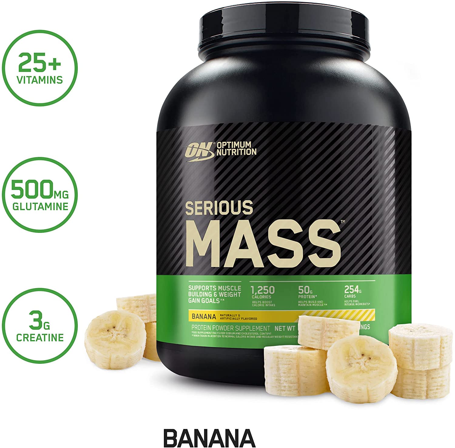 Optimum Nutrition Serious Mass Weight Gainer Protein Powder, Banana, 2.72 Kg