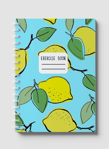 Lowha Spiral Notebook With 60 Sheets And Hard Paper Covers With Lemons Design, For Jotting Notes And Reminders, For Work, University, School