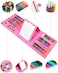 208 Pcs Art Set for Girls,Kids, Double Sided Trifold Easel Drawing Art Kits with Oil Pastels, Crayons, Colored Pencils, Markers, Paint Brush, Watercolor Cakes, Sketch Pad (Pink)