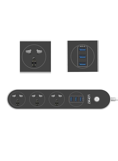 LDNIO SC3301 Quick Charge USB Power Strip Black/Grey