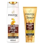 Buy Pantene Pro-V 3 Minute Miracle Milky Damage Repair Shampoo 400ml + Conditioner 200ml in Kuwait