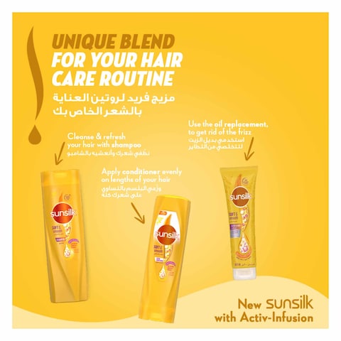 SUNSILK Shampoo, For Soft &amp; Smooth Hair, Soft &amp; Smooth, With Silk Protein, Argan Oil &amp; Vitamin C, 400ml