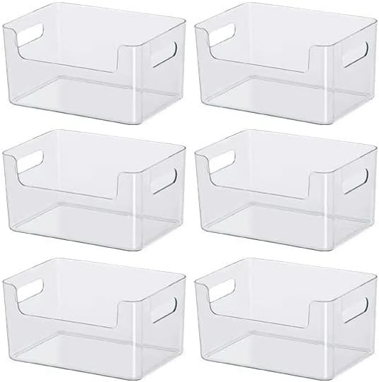 Atraux XL Clear Plastic Stackable Organizer Bins (Pack Of 6)