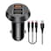 Platinum Car Charger With 3-In-1 Cable Black