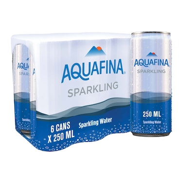 Aquafina Sparkling Water, Filled With Crisp, Refreshing Bubbles, 250ml x 6 Can