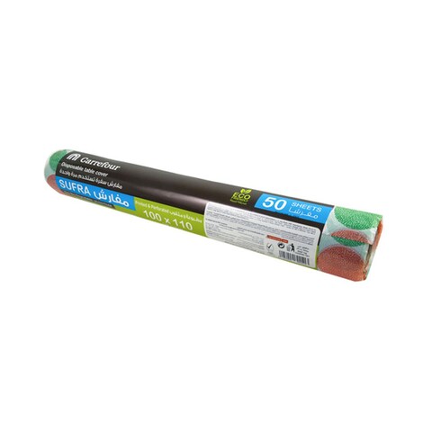 Carrefour Sufra Printed Disposable Table Cover Roll 50 Sheets 1 Rolls