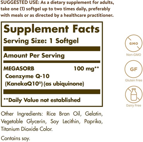 Solgar Megasorb Coq-10, 100 Mg, 90 Softgels
