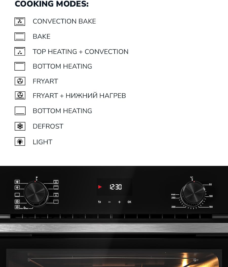 MILLEN MEO 6003 BB 78L Electric Oven - Energy Class A, 9 Cooking Modes, 60 cm, SCHOTT Double Glass Door, Glass finish, Mechanical and Touch Control with Timer, 3 Year Warranty