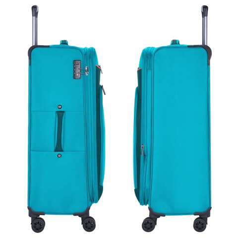 Eminent Expandable Luggage Trolley Bag Soft Suitcase for Unisex Travel Polyester Shell Lightweight with TSA lock Double Spinner Wheels E765SZ Large Checked 28 Inch Green