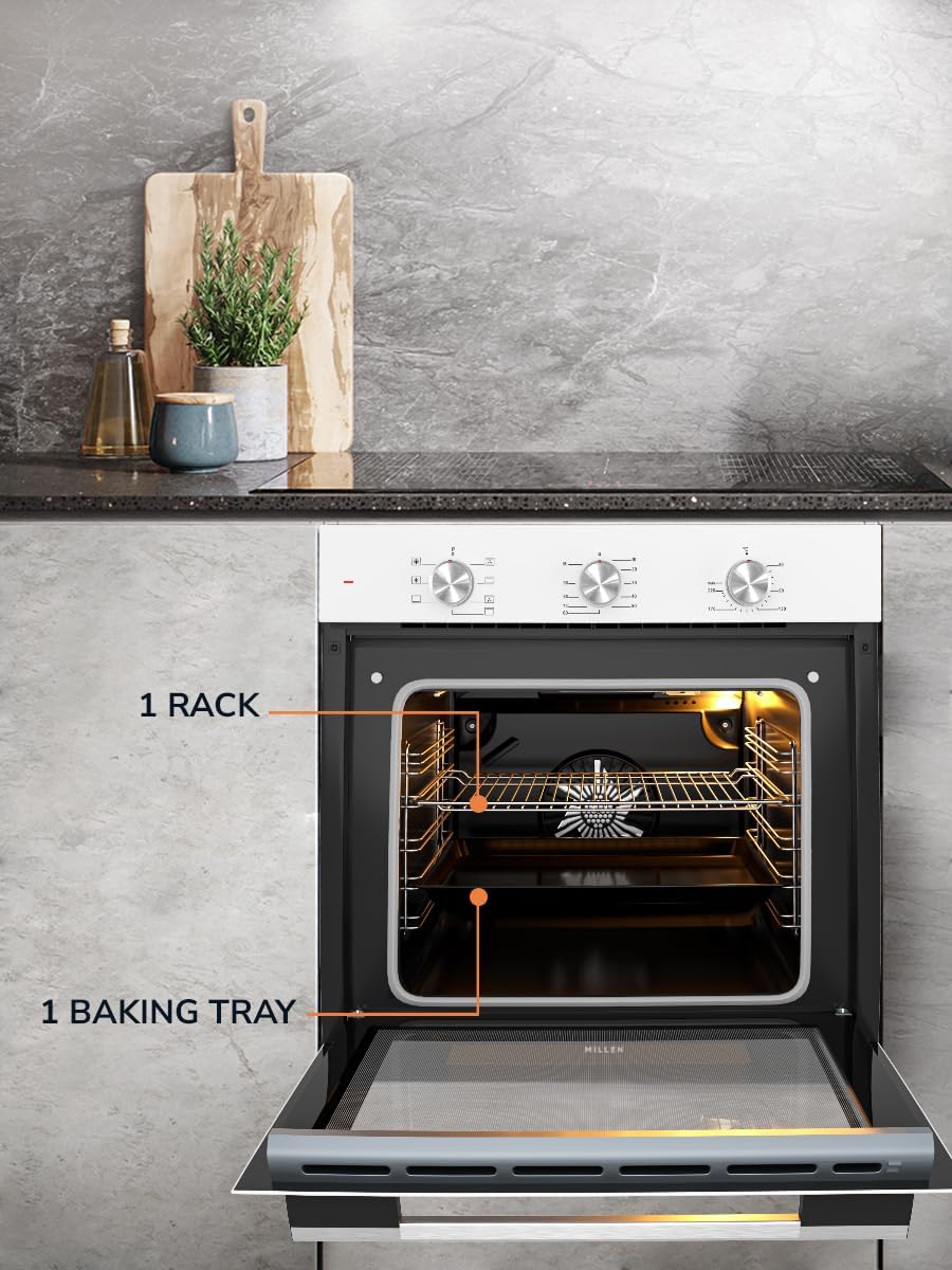 MILLEN MEO 6001 WH 78L Electric Oven - Energy Class A, 60 cm, 7 Cooking Modes, SCHOTT Double Glass Door, Glass finish, Mechanical Control with Timer, 3 Year Warranty