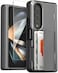 VRS Design Terra Guard Modern GO, Hinge Protection, For Samsung Galaxy Z Fold 4 Case Cover With 2 Card Holder Compartment, &amp; Front Screen Protector - Metal Black