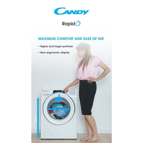 Candy Rapid O Washer Dryer 12.5kg Wash + 9kg Dry - ROW412596DWMCR19 - 1400rpm - Anthracite