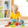 Doreen Play Food for Children Toy Food Sets Wooden Toys Vegetables and Fruits Cutting Set Wooden Kitchen Play Food Educational Toys Pretend Play Food Sets for Kids Boys Girls for Children's Day gifts（