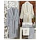 6-Piece Turkish Velour Cotton Couple Bathrobe and Towel Set Grey/Ivory