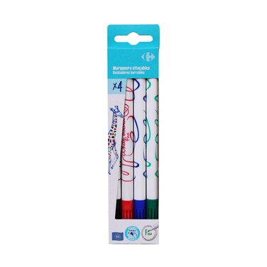 Carrefour White Board Fine Marker 4 PC Set Assorted Colors