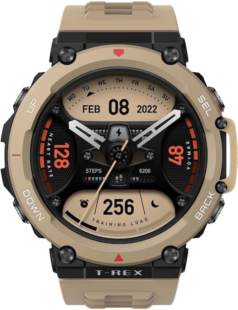 Amazfit T Rex 2 Smart Watch, Premium Multisport GPS Sports Watch, Real time Navigation, Strength Exercise, 150+ Sports Modes, Heart Rate, SpO2 Monitoring, Khaki