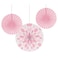 Creative Converting Solid and Polka Dot Paper Fan 3-Pieces- 12-Inch x 16-Inch Size- Classic Pink