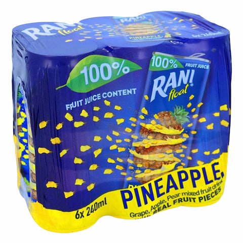 Buy Rani Float Pineapple Juice 240ml Pack of 6 in Saudi Arabia