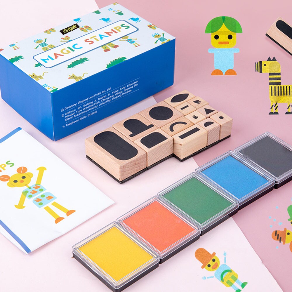 Buy DIY Variety Magic Stamp Toy Set Wooden Online | Carrefour UAE