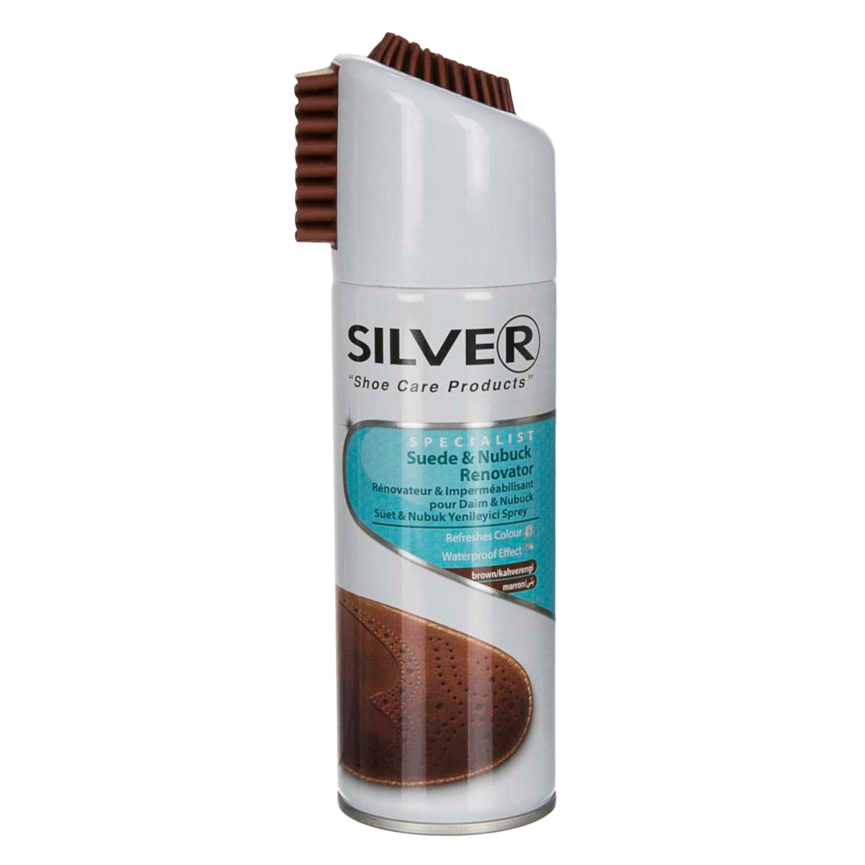 Silver Suede And Nubuck Shoe Polish Spray Brown 200ml