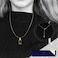 Aiwanto Necklace Gold Neck Chain With Beautiful Black Stoned Pendant Girls Womens Fashion