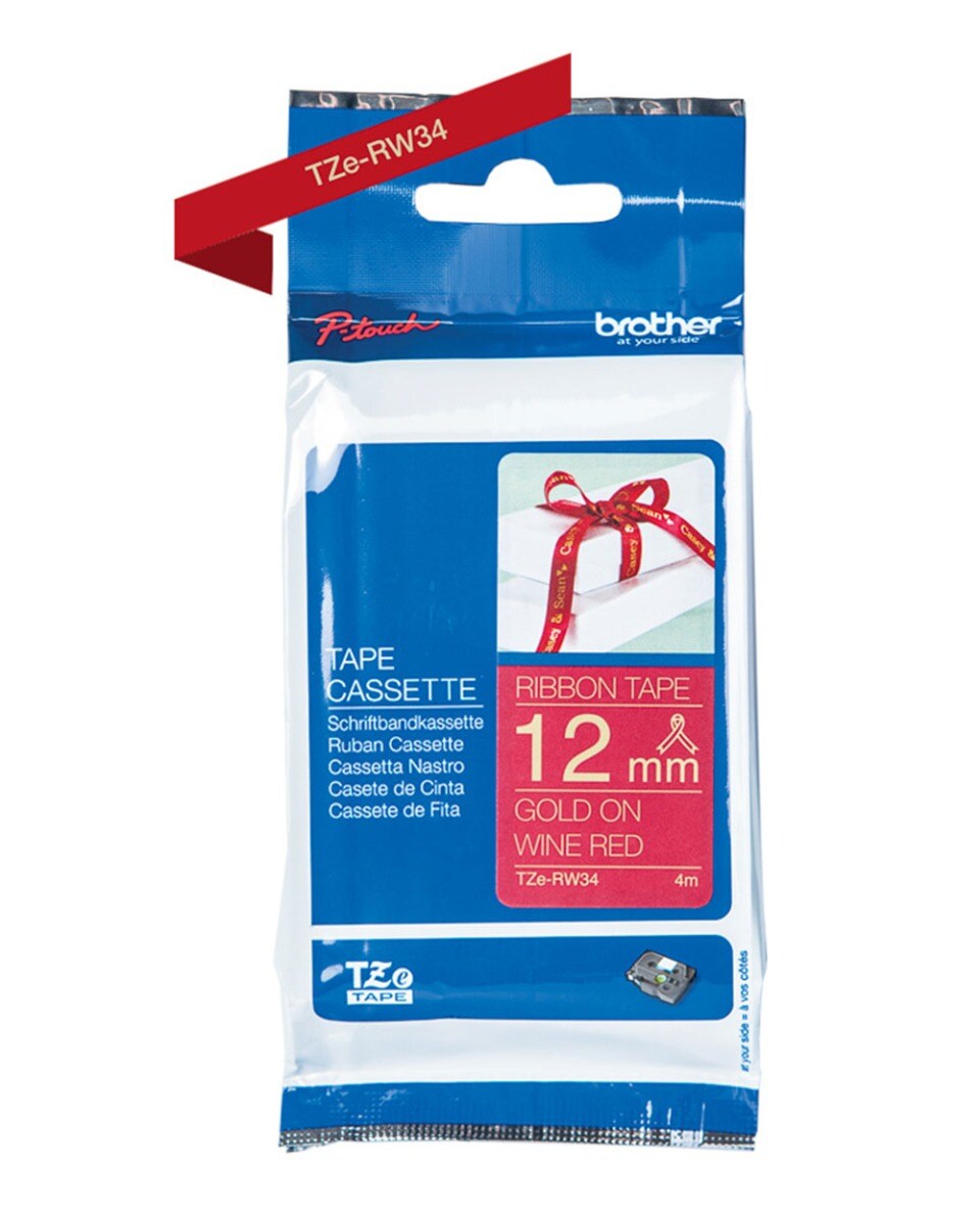 Buy Brother Satin Ribbon Gold On Wine Red 12mm 4M Tze-Rw34 Online ...