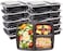 Go2Camps Alsaqer [10 Pack] 3 Section Black Base With Lids Food Storage Container, Disposable Food Container , Meal Preparation Containers , Lunch Boxes Microwave , Freezer Safe (3 Compartment)