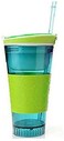 Generic Snackeez Plastic 2 In 1 Snack &amp; Drink Cup One Cup[Blue &amp; Green Colors]