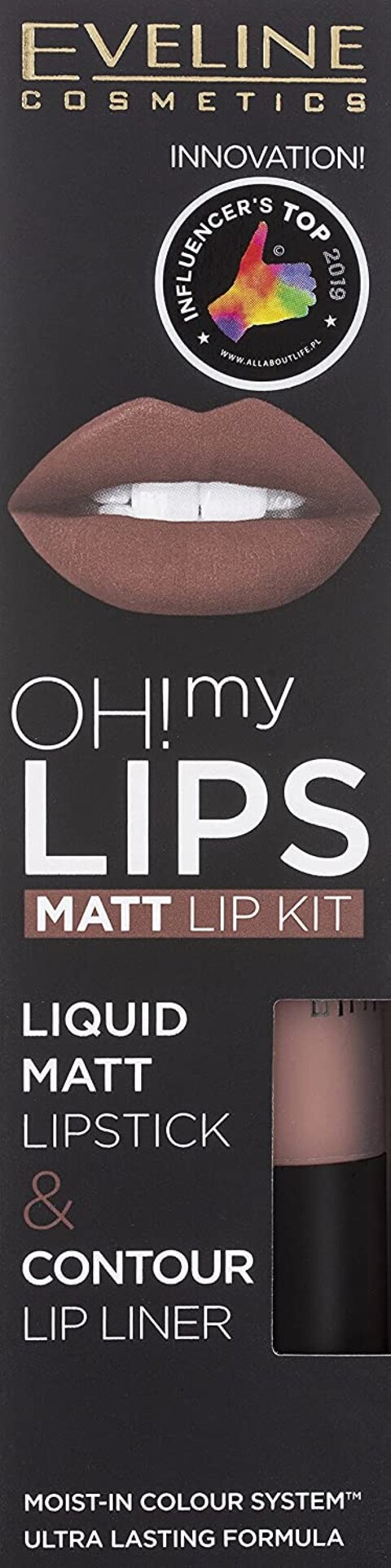 Eveline Cosmetics Make Up Oh My Lips Liquid Matt Lipstick &amp; Contour Lip Liner No.08, Lovely Rose, 4.5 ml