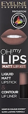 Eveline Cosmetics Make Up Oh My Lips Liquid Matt Lipstick &amp; Contour Lip Liner No.08, Lovely Rose, 4.5 ml