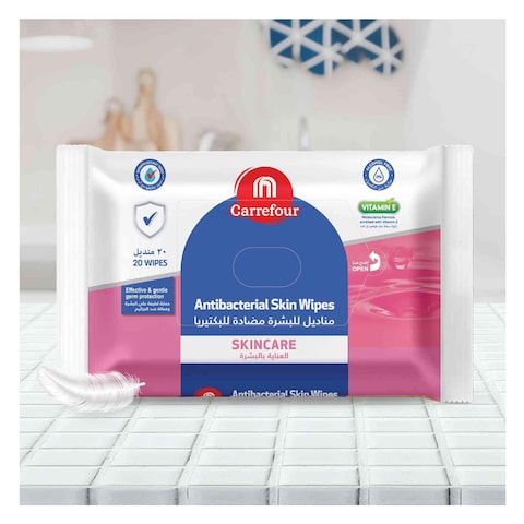 Carrefour Skin Care Antibacterial  Wipes 20 Count
