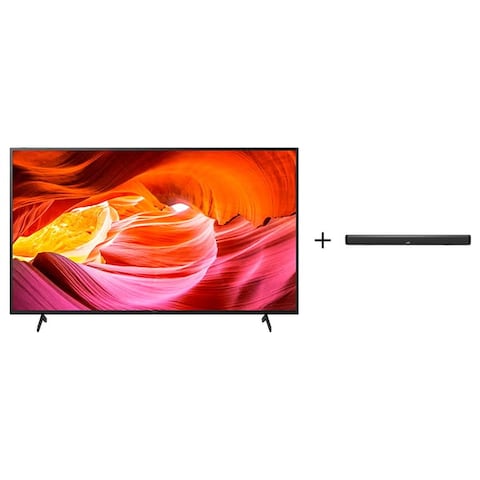 Sony 55 Inch 4K HDR KD-55X75K Google TV With A Billion Colors And Dolby Audio-2022 Model KD-55X75K Black with JVC Soundbar